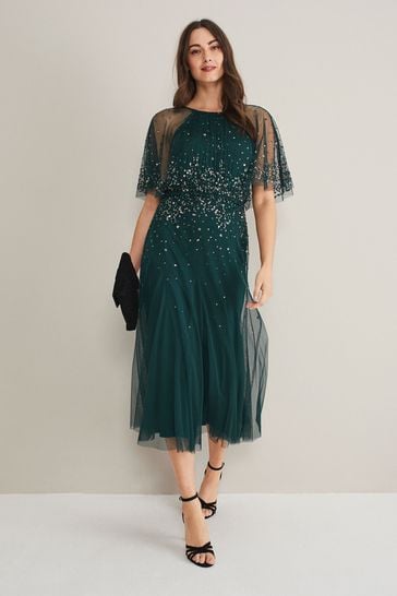 Phase Eight Grey Lumi Short Tulle Beaded Dress