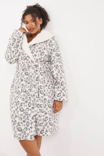 Simply Be White Pretty Secrets Leopard Robe