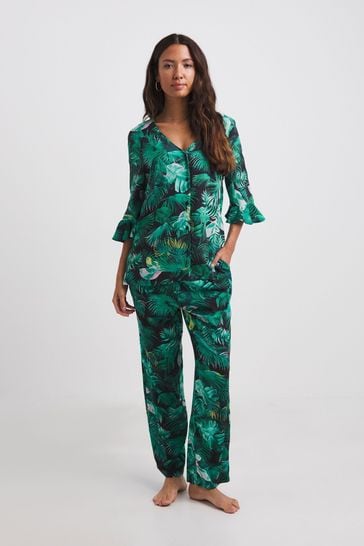 JD Williams Green Floral Tropical Pyjama Set