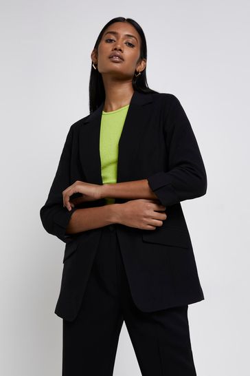River Island Edge To Edge Casual Black Blazer
