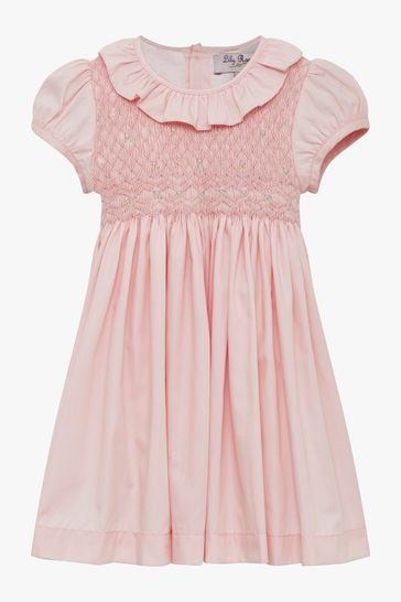 Trotters London Pink Willow Hand Smocked Dress