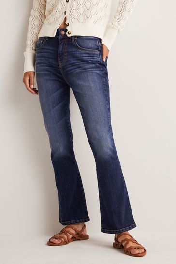 Boden Blue Fitted Cropped Flare Jeans