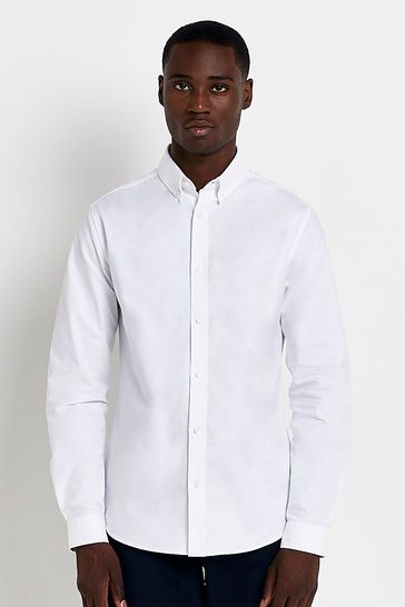River Island White Slim Fit Oxford Shirt
