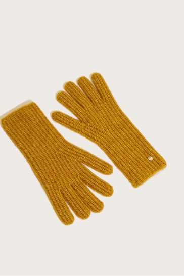 Monsoon Yellow Super Soft Knit Gloves with Recycled Polyester