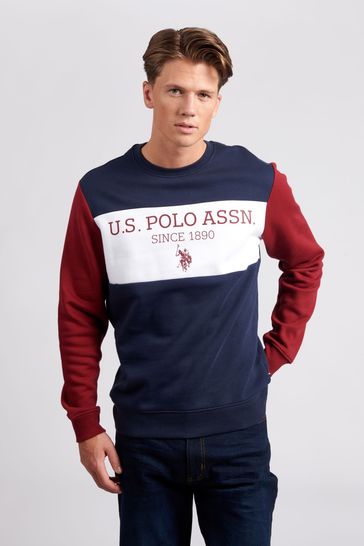 U.S. Polo Assn. Mens Sports Panelled BB Crew Sweatshirt