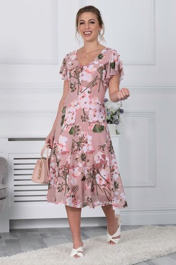 Jolie Moi Acela Pink Floral Print Mesh Dress