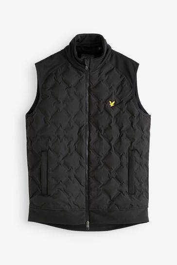Lyle & Scott Black Golf Check Quilted Gilet