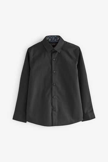 Black Long Sleeve Smart Trimmed Shirt (3-16yrs)