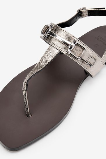 Pewter flat sandals store
