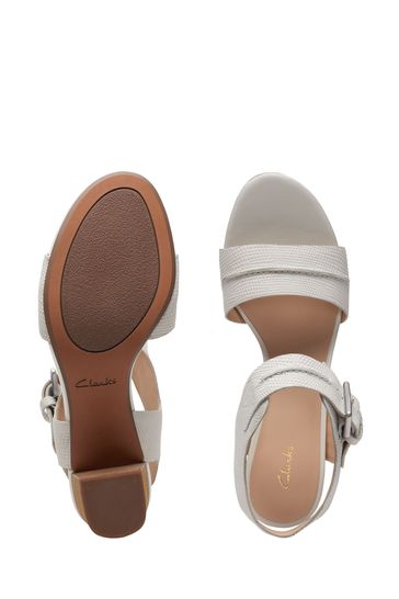 Clarks white online and silver sandals