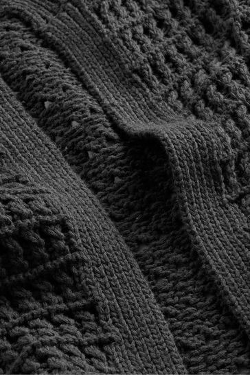 Black crochet cardigan sweater online