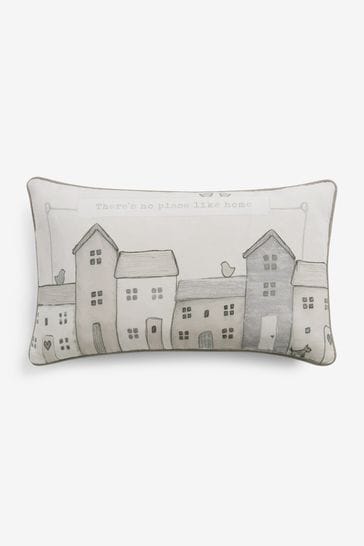 Buy Grey There s No Place Like Home Embroidered Oblong Cushion