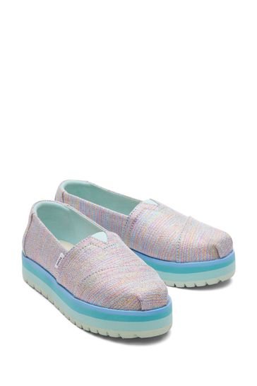 Buy Toms Blue Vegan Alpargata Platform Twill Shoes from Next