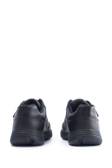 Plain black clearance leather trainers