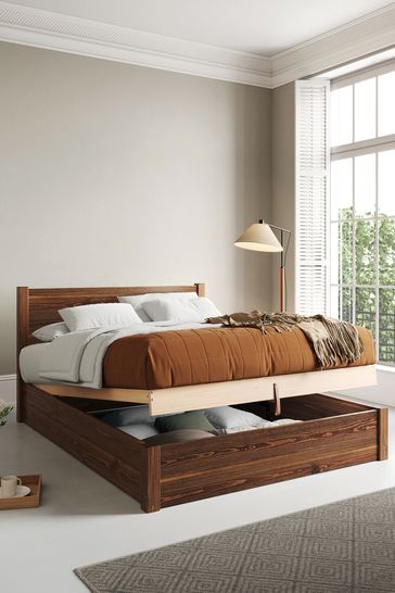 Get Laid Beds Coffee Bean Ottoman Storage Square Leg Solid Wood Bed