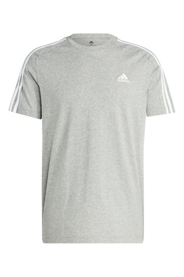 adidas Grey Sportswear Essentials Single Jersey 3 Stripes T Shirt