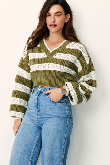 Green on sale cropped jumper