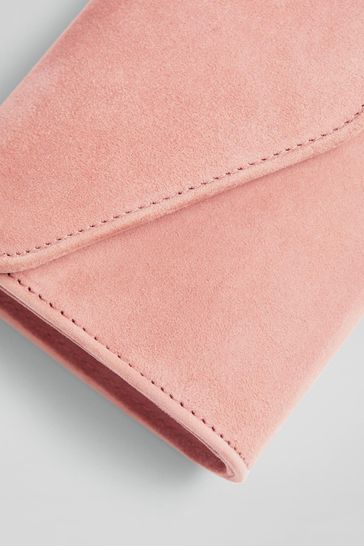 Buy LK Bennett Pink Dominica Suede Clutch Bag from Next Sweden