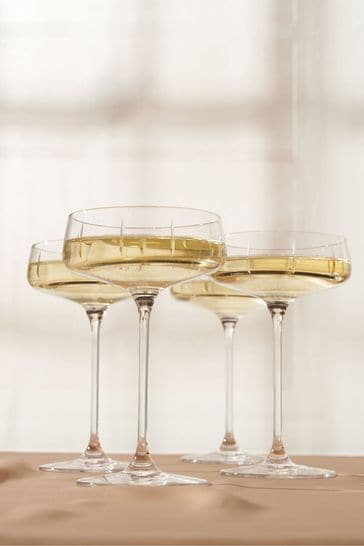 Buy Truly Set of 4 Clear Soho Cut Crystal Coupes Martini Glasses