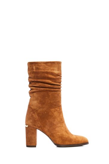 Moda In Pelle Rogue Mid Length Ruched Boots With Block Heel