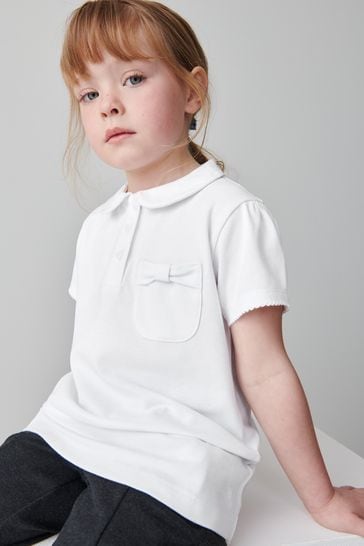 Buy Clarks White Girls School Short Sleeve Polo Shirts 2 Pack from