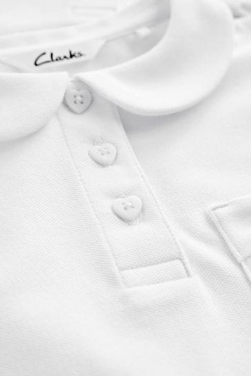 Buy Clarks White Girls School Short Sleeve Polo Shirts 2 Pack from