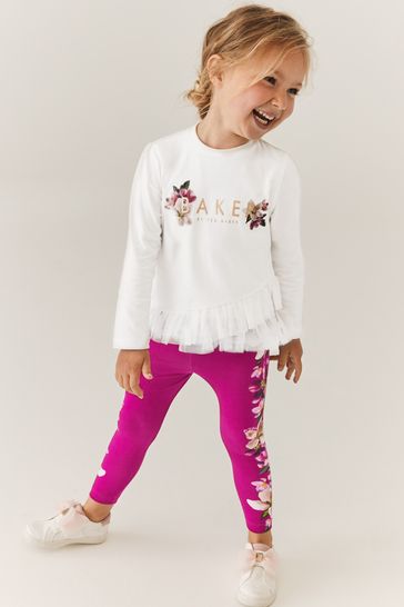 Baker by Ted Baker (0-6yrs) Pink Floral Legging and White T-Shirt Set