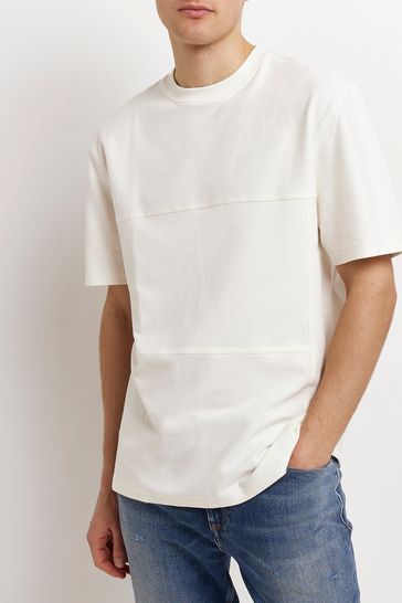 River Island Cream Short Sleeve Reg Reverse Seam T-Shirt