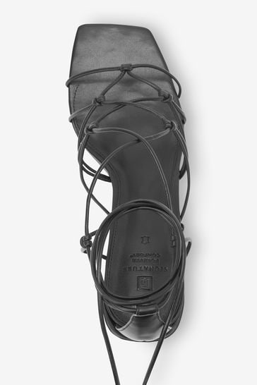 Buy Black Signature Leather Caged Knot Block Heels from Next Denmark