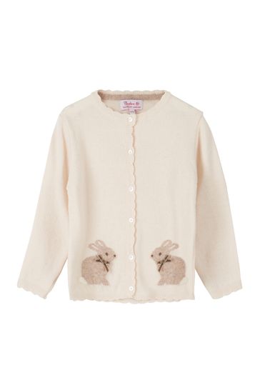 Trotters London Bunny White Cardigan