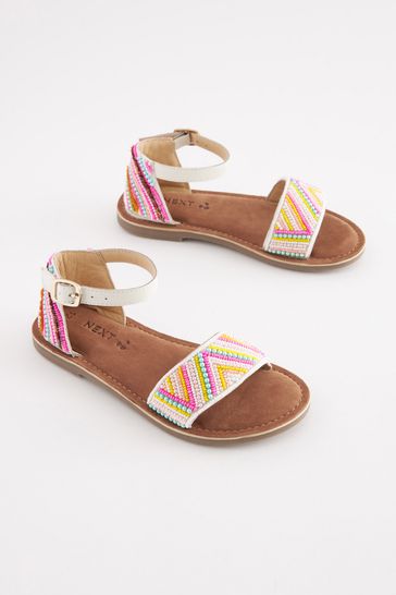 Leather beaded sandals sale