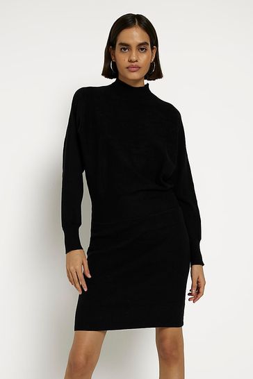 Buy River Island Black Batwing Knit Mini Dress from Next Ireland