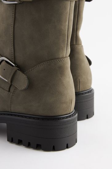 Green clearance biker boots