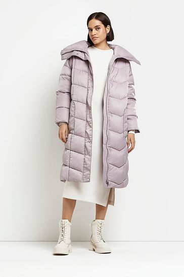 River Island Grey Panelled Puffer Jacket
