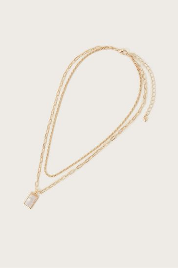 Monsoon Gold Tone Moonstone Charm Layered Necklace