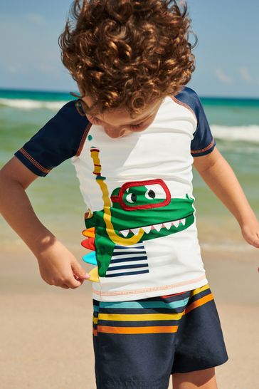 Buy Navy White Snorkel Croc 2 Piece Rash Vest And Shorts Set