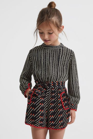 Buy Reiss Black Red Amber Senior Printed Playsuit from Next Luxembourg