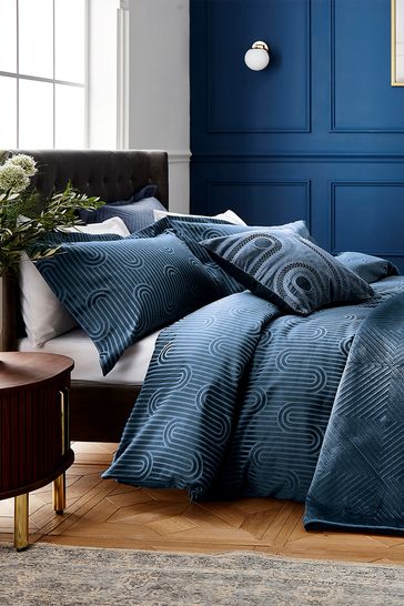 Buy Helena Springfield Blue Empire Jacquard Pillowcase from Next Luxembourg