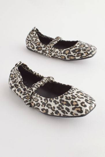 Animal Print Stretch Square Toe Mary Jane Shoes