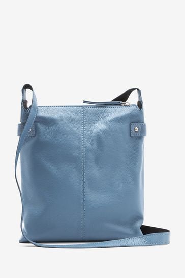 Blue leather satchel cheap