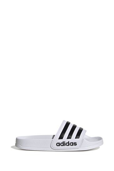 adidas White Adilette Shower Junior And Youth Sliders