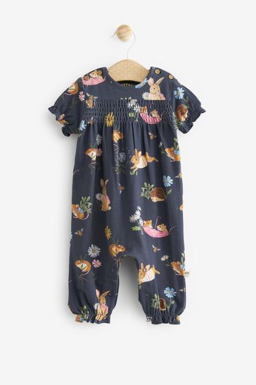 FatFace Navy Blue Baby Crew Printed Romper