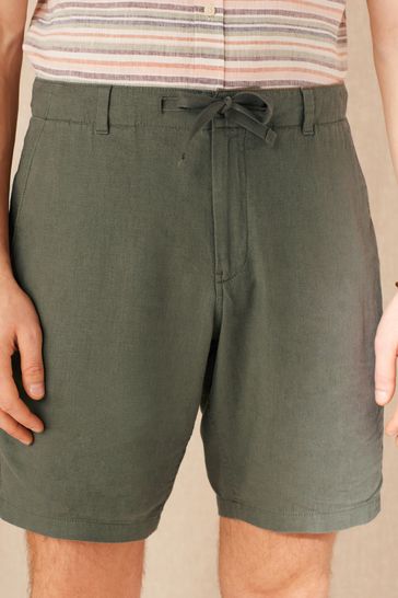 Mens linen shorts outlet with elastic waist