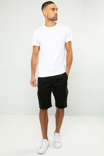 Threadbare Black Cotton Cargo Shorts