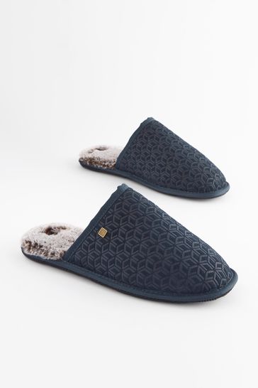 Navy blue suede mules shop