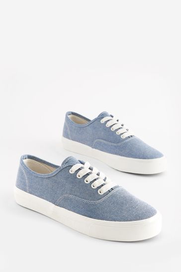 Buy Blue Canvas Low Trainers from Next Luxembourg