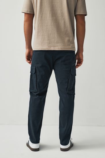 Buy Navy Blue Slim Cotton Stretch Cargo Trousers from Next Germany