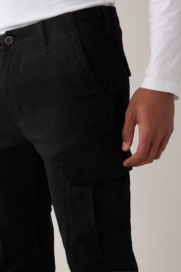 Mens black stretch cargo pants top