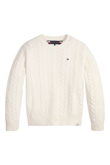Buy Tommy Hilfiger Cream Essential Cable Knit Sweater bei Next Deutschland