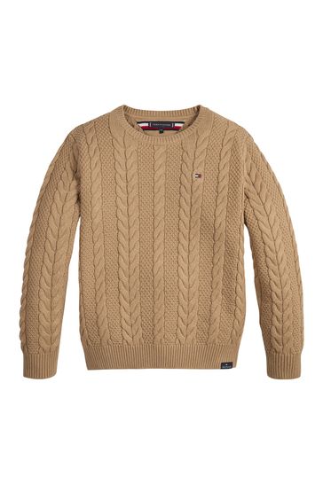 Tommy Hilfiger Essential Cable Knit Brown Sweater